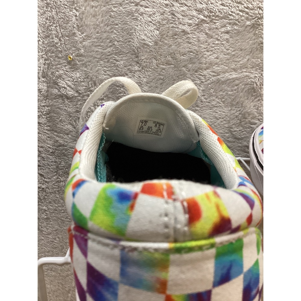Vans Era Tie Dye Checkerboard Rainbow Canvas Lace Up Sneakers Women Size 8.5 - Picture 7 of 7